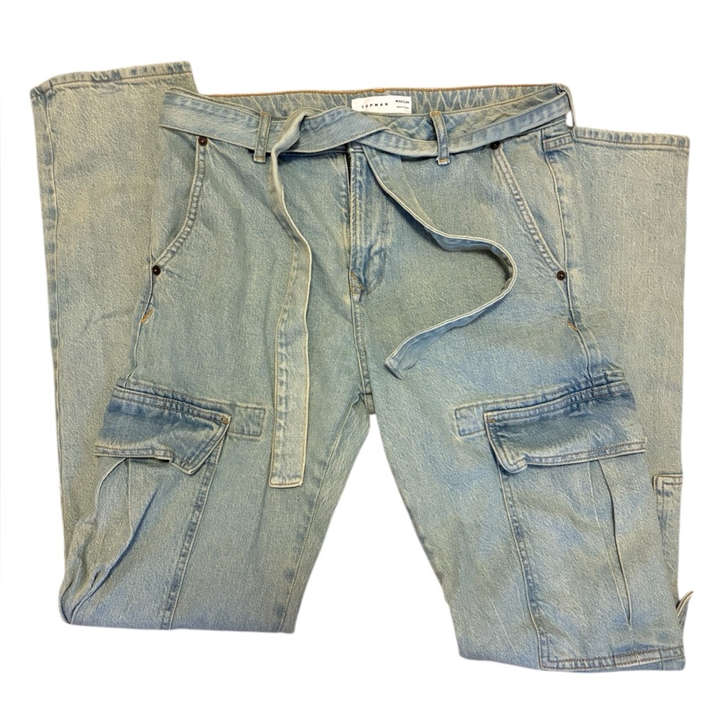 Topman Denim Blue Cargo Pants W 32/L34